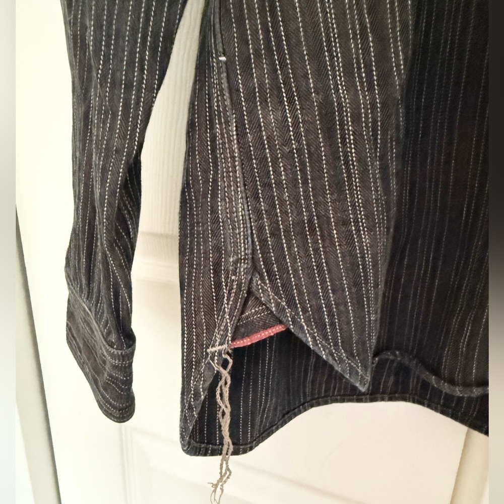 Gustin #8 Japan Wabisabi Workshirt Gray Stripe Button Down Shirt Long Sleeve XXL - Picture 4 of 9